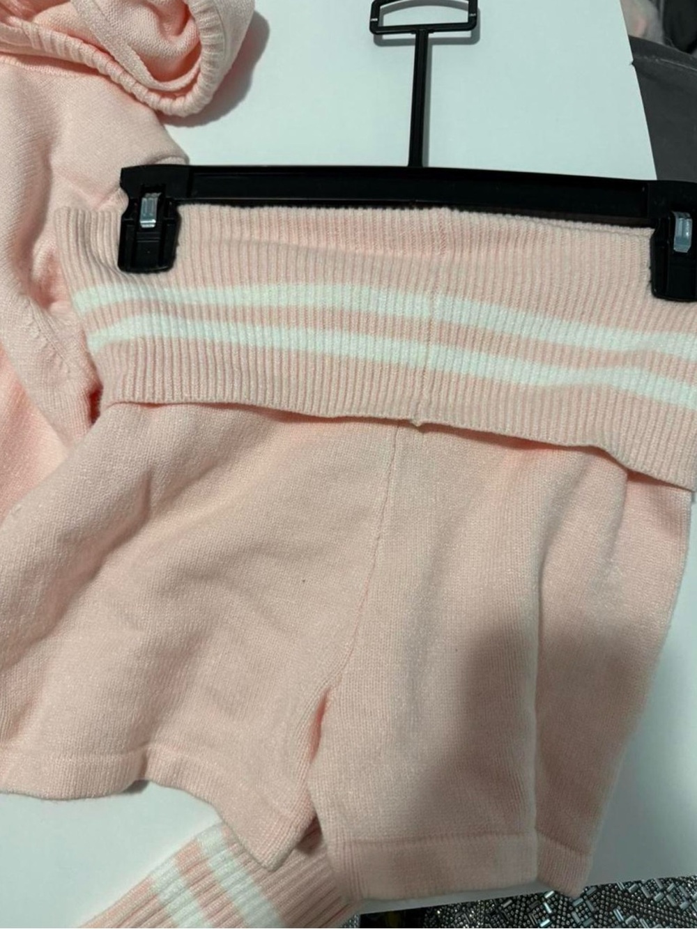 Fuzzy Peach Hooded Zip Cardigan with matching shorts - Picture 2 of 2